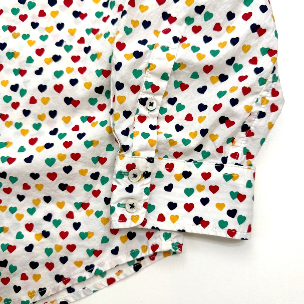 Talbots Button Down Shirt Women XLP White Heart Print Long Sleeve Cotton Top - Picture 3 of 4